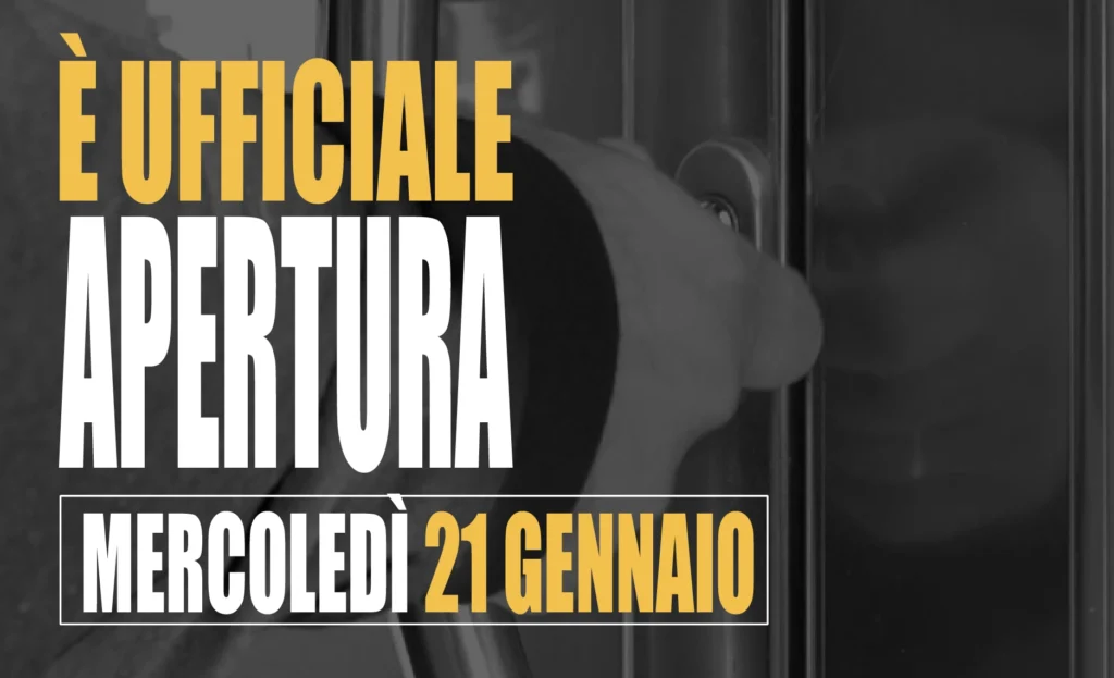 21 Gennaio nuova apertura